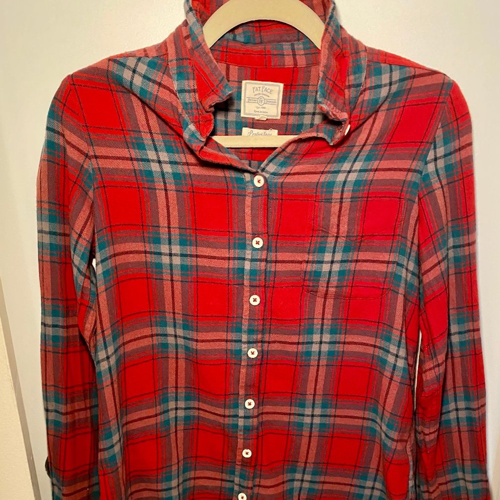 Fat Face Perfect Plaid Shirt Size 2